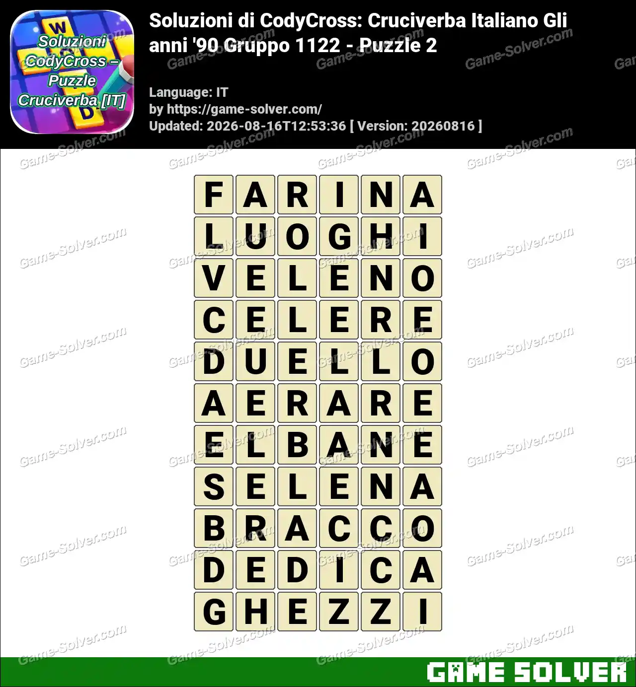 Soluzioni di CodyCross: Cruciverba Italiano Gli anni ’90 Gruppo 1122 – Puzzle 2